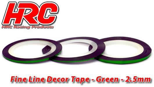 HRC Racing - HRC5061GR25 - Fine Line Decor Tape - 2.5mm x 15m - Green Metallic (15m)