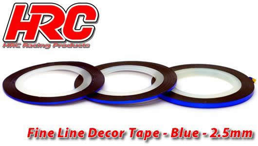 HRC Racing - HRC5061BL25 - Feines Liniendekor-Klebeband - 2.5mm x 15m - Blau Metallic (15m)