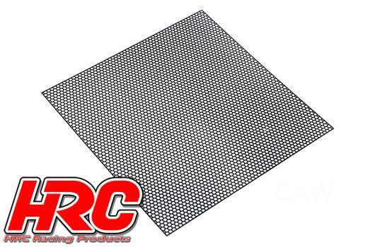 HRC Racing - HRC25401B - Karosserieteile - 1/10 Zubehör - Scale - Rostfreier Stahl - modifiziert Gitter von Luftzufuhr - 100x100mm - Hexagon - Schwarz