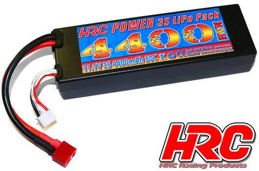 HRC Racing - HRC02344D - Accu - LiPo 3S - 11.1V 4400mAh 50C - RC Car - HRC 4400 - Hard Case - Prise Ultra T