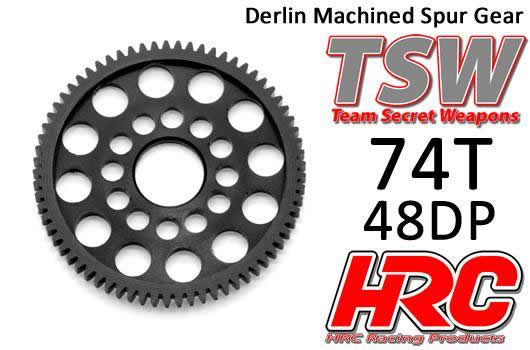 HRC Racing - HRC74874LW - Spur Gear - 48DP - Low Friction Machined Delrin - Ultra Light  -  74T