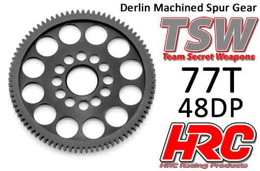 HRC Racing - HRC74877LW - Spur Gear - 48DP - Low Friction Machined Delrin - Ultra Light  -  77T