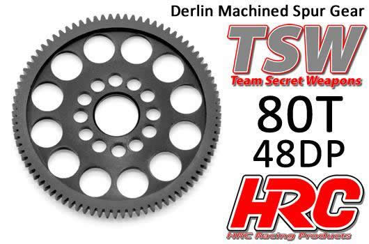 HRC Racing - HRC74880LW - Spur Gear - 48DP - Low Friction Machined Delrin - Ultra Light -  80T