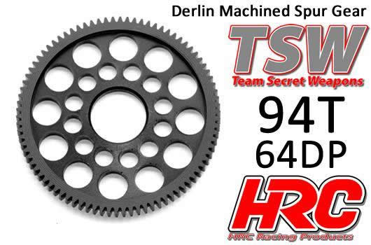 HRC Racing - HRC76494LW - Spur Gear - 64DP - Low Friction Machined Delrin - Ultra Light -   94T