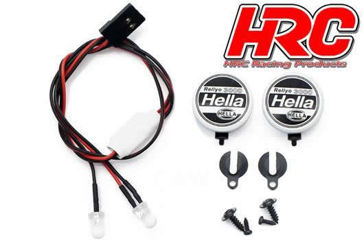 HRC Racing - HRC8723A2 - Light Kit - 1/10 or Monster Truck - LED - JR Plug - Hella Cover - 2x White LED