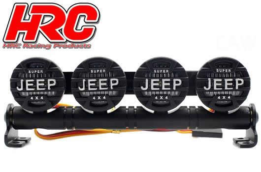 HRC Racing - HRC8723J4 - Lichtset - 1/10 oder Monster Truck - LED - JR Stecker - Dachleuchten Stange - Jeep Cover - 4x Weiss LED