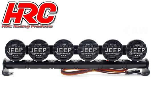 HRC Racing - HRC8723J6 - Lichtset - 1/10 oder Monster Truck - LED - JR Stecker - Dachleuchten Stange - Jeep Cover - 6x Weiss LED