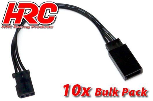 HRC Racing - HRC9230KB - Servo Extension Cable - Male/Female - (FUT)  -  10cm Long - Black/Black/Black - BULK 10 pcs - 22AWG
