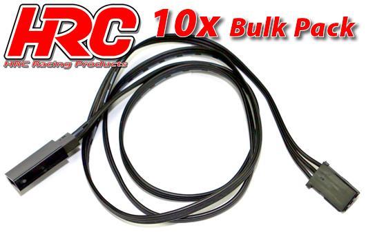 HRC Racing - HRC9235KB - Servo Extension Cable - Male/Female - UNI (FUT) type -  60cm Long - Black/Black/Black - BULK 10 pcs - 22AWG