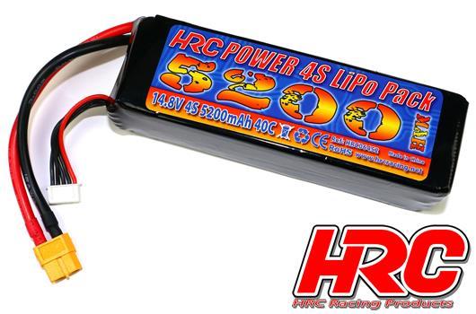 HRC Racing - HRC06452X - Battery - LiPo 4S - 14.8V 5200mAh 40C - XT60 Plug 139x44x31mm