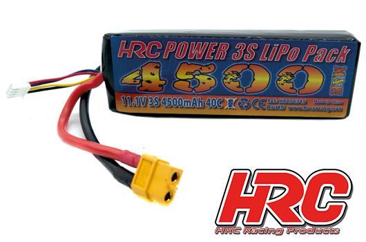 HRC Racing - HRC06345XT60 - Akku - LiPo 3S - 11.1V 4500mAh 40C - No Case - XT60 - 42x25x138mm