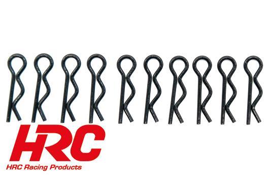 HRC Racing - HRC2071FBK - Body Clips - 1/10 - short - small head - flat - Black (10 pcs)