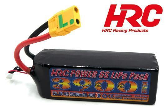 HRC Racing - HRC06639X - Batteria - LiPo 6S - 22.2V 3900mAh 40C - No Case - XT90AS 135x48x43mm