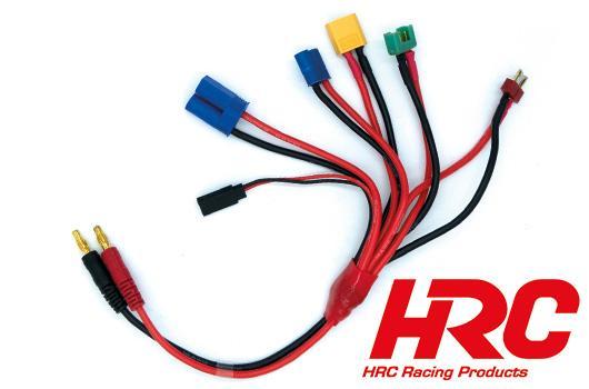 HRC Racing - HRC9124B3 - Charger Lead - Multi 4mm Bullet to EC3 / MPX / XT60 / EC5 / Ultra T / Receiver UNI (FUT & JR) - 300mm - Gold