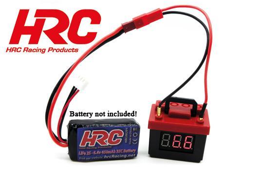 HRC Racing - HRC25501 - Karrosserieteile - 1/10 Zubehör - Scale - 12V Batterie Attrappe mit LCD Spannungsalarm