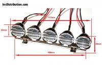 Set d'éclairage - 1/10 ou Monster Truck - LED - Prise JR - Barre de toit ou de pare-choc (supports chromés inclus)