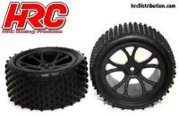 Tires - 1/10 Buggy - Rear - mounted - Black wheels - 2.2" - 12mm hex - Stub Pattern (2 pcs)