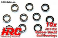 Ball Bearings - metric -  7x11x3mm Rubber sealed (10 pcs)