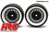 Tires - 1/10 Drift - mounted - CLS Black/White Wheels 3mm Offset - Slick (2 pcs)