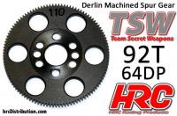 Spur Gear - 64DP - Low Friction Machined Delrin -   92T