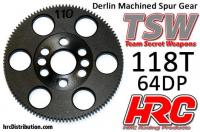 Spur Gear - 64DP - Low Friction Machined Delrin  - 118T