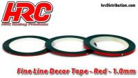 Fine Line Decor Tape - 1.0mm x 15mm - Red Metallic (15m)