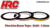Fine Line Decor Tape - 1.5mm x 15m - Gold Metallic (15m)