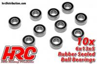 Ball Bearings - metric -  6x13x5mm Rubber sealed (10 pcs)