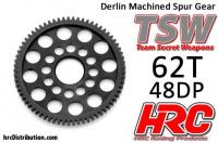 Spur Gear - 48DP - Low Friction Machined Delrin - Ultra Light  -  62T