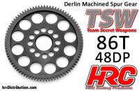 Spur Gear - 48DP - Low Friction Machined Delrin - Ultra Light - 86T