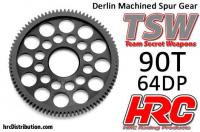 Spur Gear - 64DP - Low Friction Machined Delrin - Ultra Light -   90T