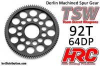 Spur Gear - 64DP - Low Friction Machined Delrin - Ultra Light -  92T
