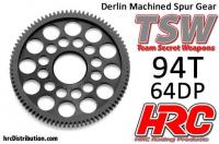 Spur Gear - 64DP - Low Friction Machined Delrin - Ultra Light -   94T