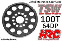 Spur Gear - 64DP - Low Friction Machined Delrin - Ultra Light - 100T