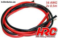 Câble - 16 AWG / 1.3mm2 - Argent (252 x 0.08) - Rouge et Noir (0.5m chaque)