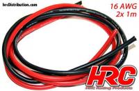 Câble  - 16 AWG / 1.3mm2 - Argent (252 x 0.08) - Rouge et Noir (1m chaque)