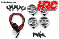 Set d'?clairage - 1/10 ou Monster Truck - LED - Prise JR - Hella Cover - 4x LED Blanches