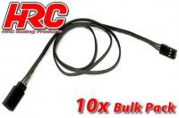 Servo Extension Cable - Male/Female - JR type -  60cm Long - Black/Black/Black - BULK 10 pcs-22AWG
