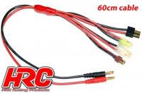 Charger Lead - Multi 4mm Bullet to Tamiya / Mini Tamiya / TRX / Ultra T (Deans compatible) - 600mm - Gold