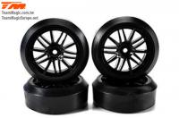 Tires - 1/10 Drift - mounted - 15-Spoke wheels - 12mm Hex - Extra Hard (4 pcs)