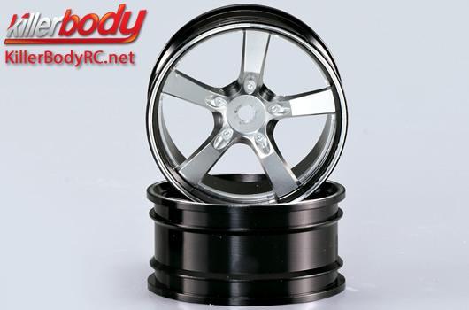 KillerBody - KBD48079SIL - Jantes - 1/10 Touring - Scale - 12mm Hex - CNC Aluminium - Camaro 2011 - Silver / Noir (2 pces)