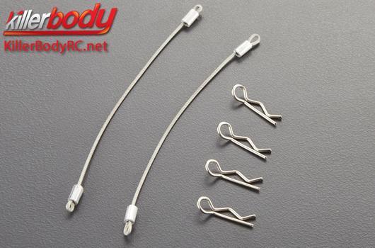 KillerBody - KBD48273 - Body Clips - 1/10 - with 120mm Metal Cord (4 + 2 pcs)