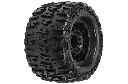 Pro-Line - PRO118413 - Tires - Monster Truck - mounted - Black F-11 1/2" Offset wheels - 17mm Hex - Trencher X 3.8" (2 pcs)