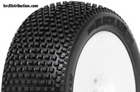 Tires - 1/8 Buggy - mounted - Light Velocity White wheels - 17mm Hex - Blockade X3 (soft) (2 pcs)