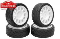 Tires - 1/10 Touring - mounted - white Wheels - 12mm Hex - Speedgrip Back2Fun (4 pcs)