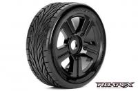 Tires - 1/8 Buggy - mounted -  Black wheels - 17mm Hex - Trigger (2 pcs)