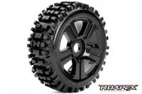 Tires - 1/8 Buggy - mounted -  Black wheels - 17mm Hex - Rhythm (2 pcs)