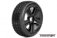 Tires - 1/8 Buggy - mounted -  Black wheels - 17mm Hex - Roller (2 pcs)