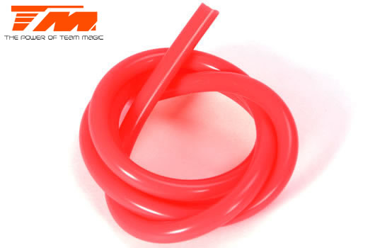 Team Magic - TM119004R - Fuel tube silicone - Large Flow (2.5mm) - 1m - transparent red