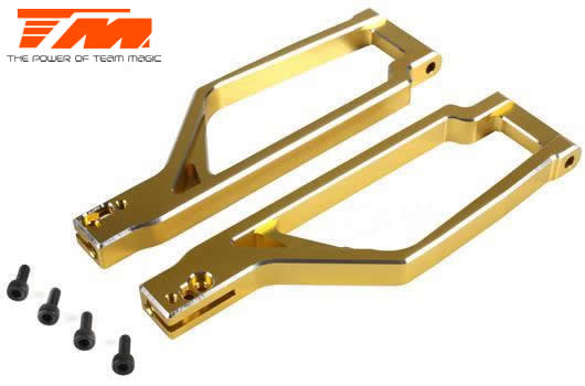 Team Magic - TM505222GD - Pièce Option - E6 Trooper / Trooper II / E6 III - Aluminium anodisé Gold  - Bras de suspension supérieur (2 pces)